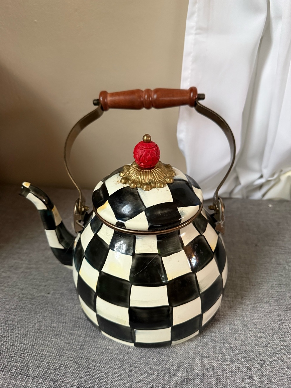 Makenzie-Childs Courtly Check teapot - Picture 2 of 5